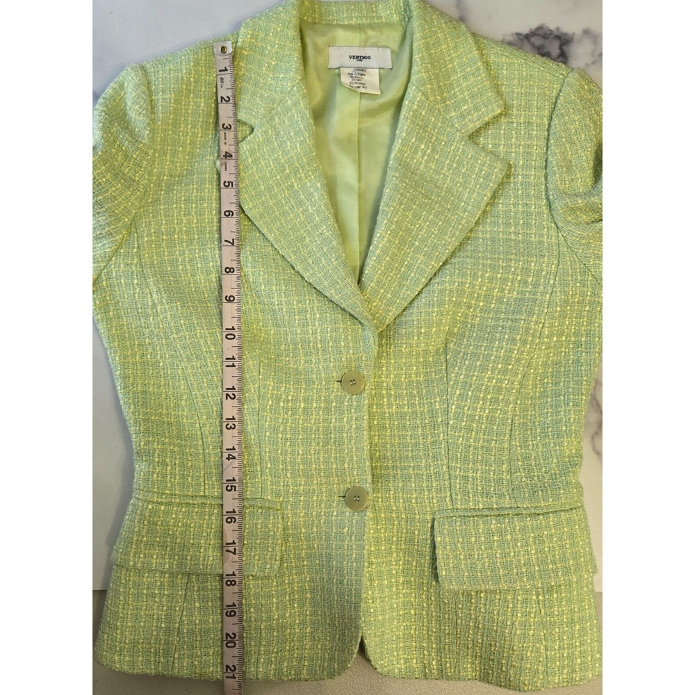 Vintage‎ Vertigo Paris Jacket Medium Green Wool Tweed Coquette Clueless 90s Y2K - Picture 7 of 10